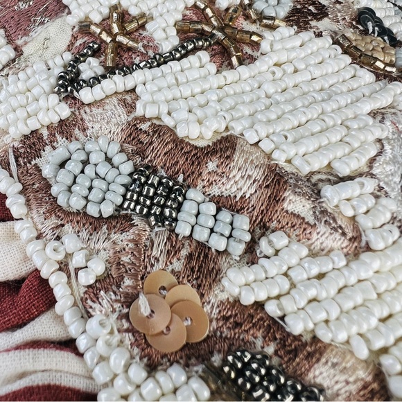 Anthropologie Anna Harlow Russo Beaded Monogram “N” Clutch Crossbody Chain Strap - Picture 3 of 8